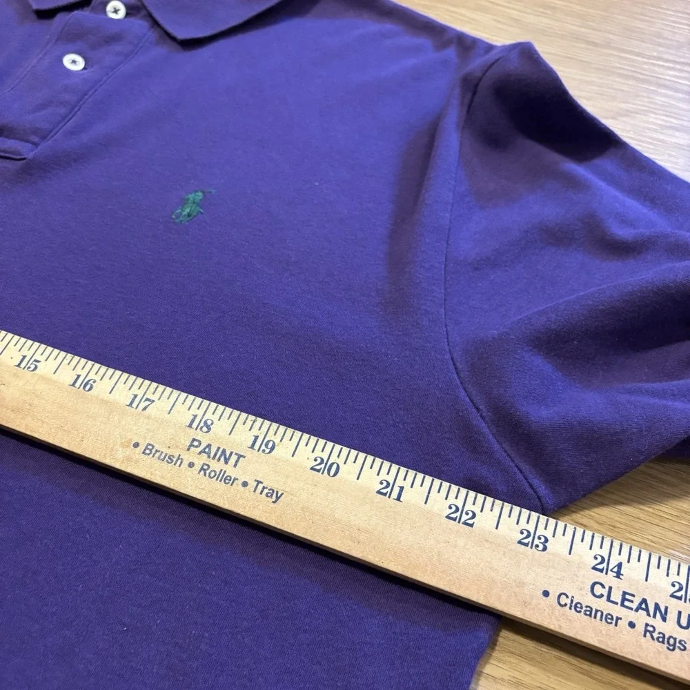Vintage Ralph Lauren Polo Shirt Men Large Purple Green Pony Cotton USA Made 90s